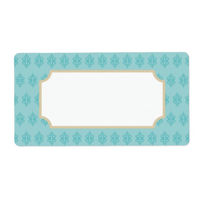 Aqua Damask Labels (Front)