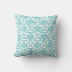 Aqua Damask Pattern Cushion
