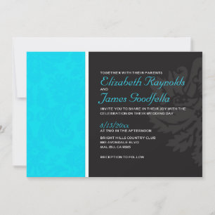 Aqua Damask Wedding Invitations