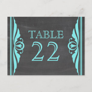 Aqua Deco Chalkboard Table Number Postcard