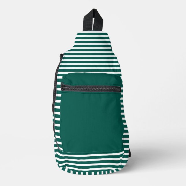 Aqua Deep Green with White Stripes  Sling Bag (Front)