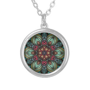 Aqua Delight Kaleidoscope Mandala Necklace