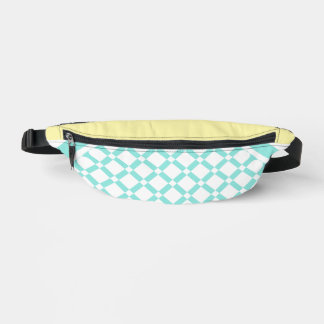 Aqua Diamond Check Pattern with Soft Yellow Bum Bags