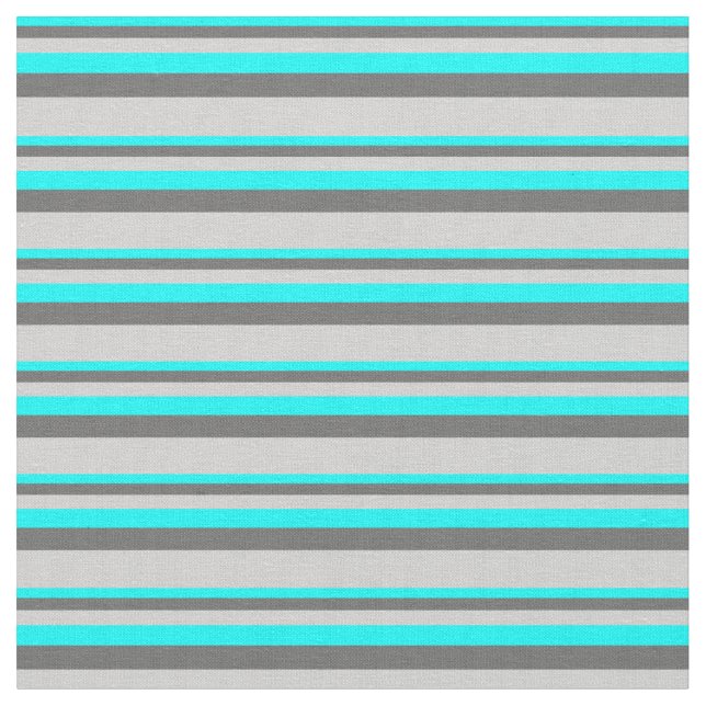 Aqua, Dim Grey & Light Grey Coloured Stripes Fabric (Close Up)