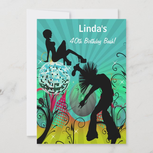 aqua disco retro  party Invitation (Front)