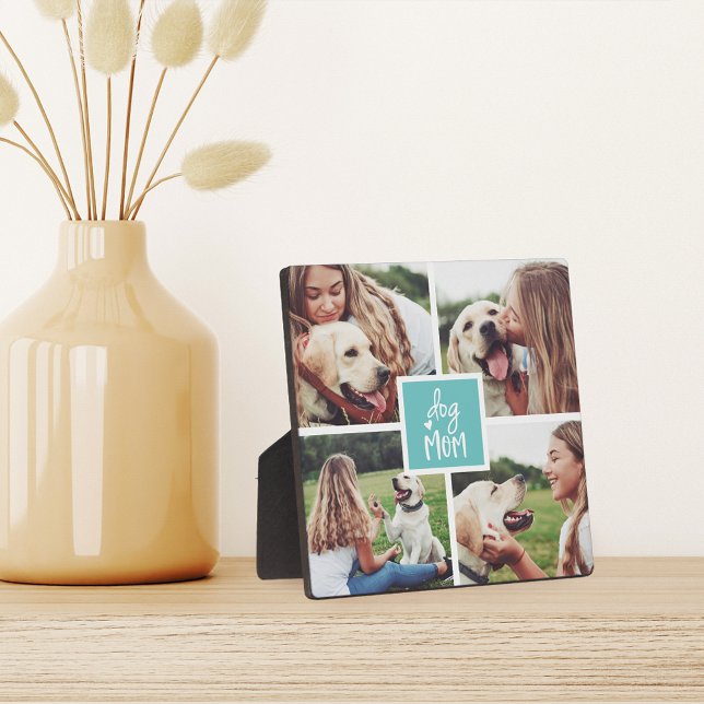 Aqua | Dog Mom Photo Collage Plaque (Creator Uploaded)