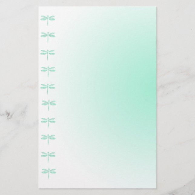 Aqua Dragonflies Writing Paper (Front)