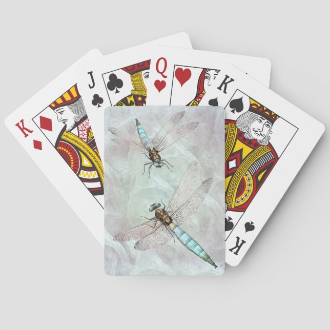 Aqua Dragonfly Duet Playing Cards (Back)
