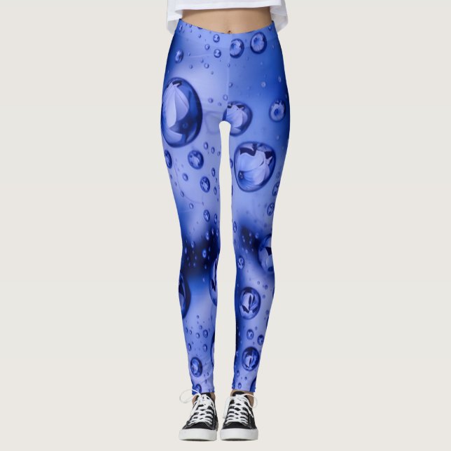 Aqua Droplet Dream Leggings - Water Bubble Blue (Front)