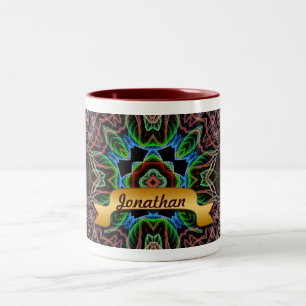 Aqua Earth Fractal Art Custom Name Mug