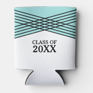 Aqua Elegant Deco Graduation Can Cooler
