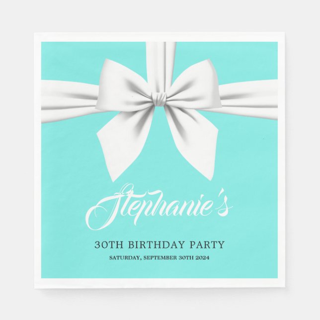 Aqua Elegant Fancy Tiffany Birthday Tableware Napkin (Front)