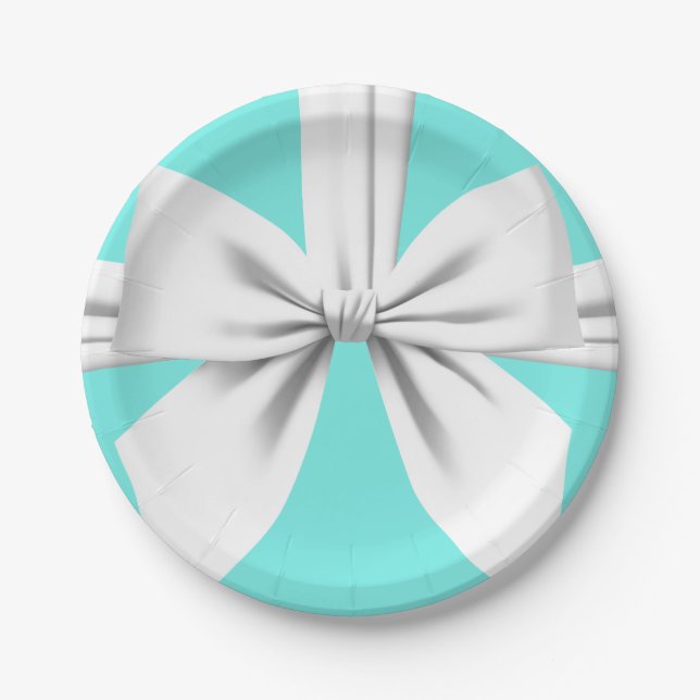Aqua Elegant Fancy Tiffany Birthday Tableware Paper Plate (Front)
