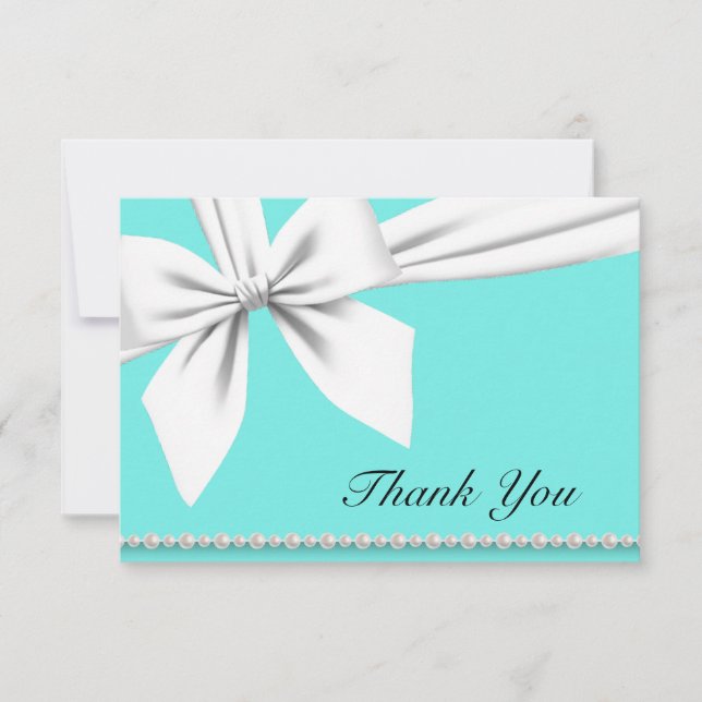 Aqua Elegant Tiffany Pearls Fancy Pearls Thank You (Front)