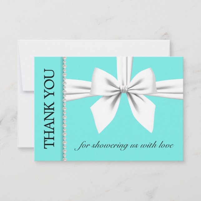 Aqua Elegant Tiffany Teal Fancy Baby Shower Thank You Card (Front)
