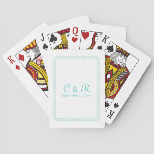 Aqua Encircled Rounded Playing Cards