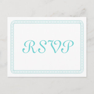 Aqua Encircled Rounded RSVP Postcard