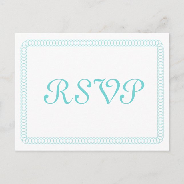 Aqua Encircled Rounded RSVP Postcard (Front)