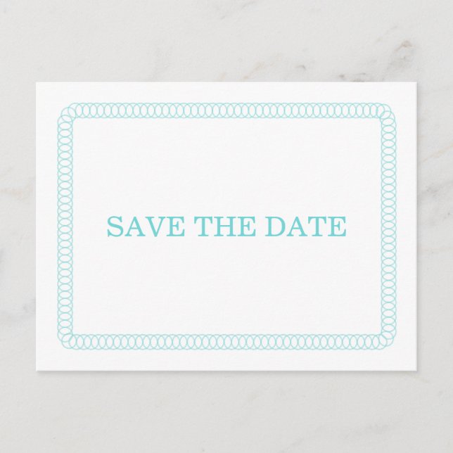 Aqua Encircled Rounded Save the Date Postcard (Front)