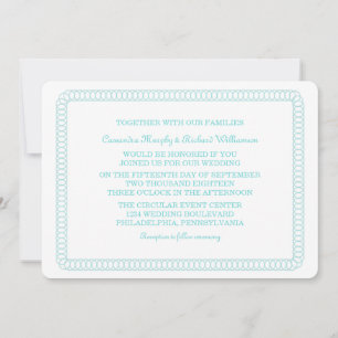 Aqua Encircled Rounded Wedding Invite