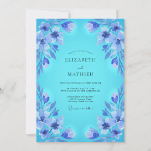 Aqua Ethereal Blossom Wedding Invitation