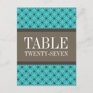 Aqua Fancy Lattice Table Number Postcard