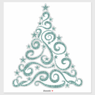 Aqua Faux Glitter   Christmas Swirl Tree