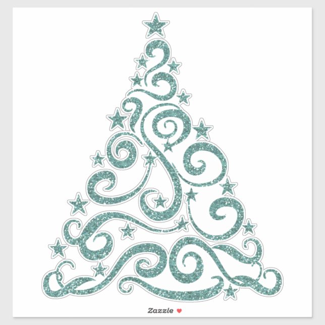 Aqua Faux Glitter | Christmas Swirl Tree (Sheet)