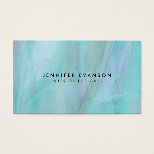 Aqua Faux Stained Glass Watercolor Pattern Business Card