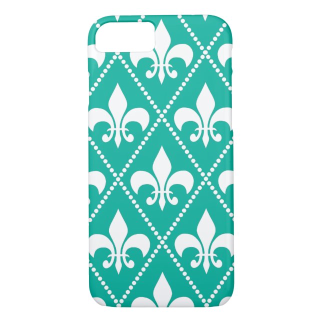 Aqua Fleur de Lis Case-Mate iPhone Case (Back)