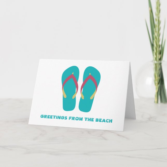 Aqua Flip Flops Greeting Card (Front)