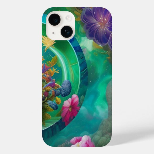 Aqua Floral Abstract underwater Garden  Case-Mate iPhone Case (Back)