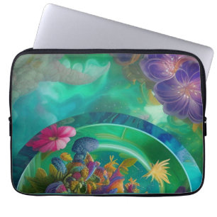 Aqua Floral Abstract underwater Garden Laptop Sleeve