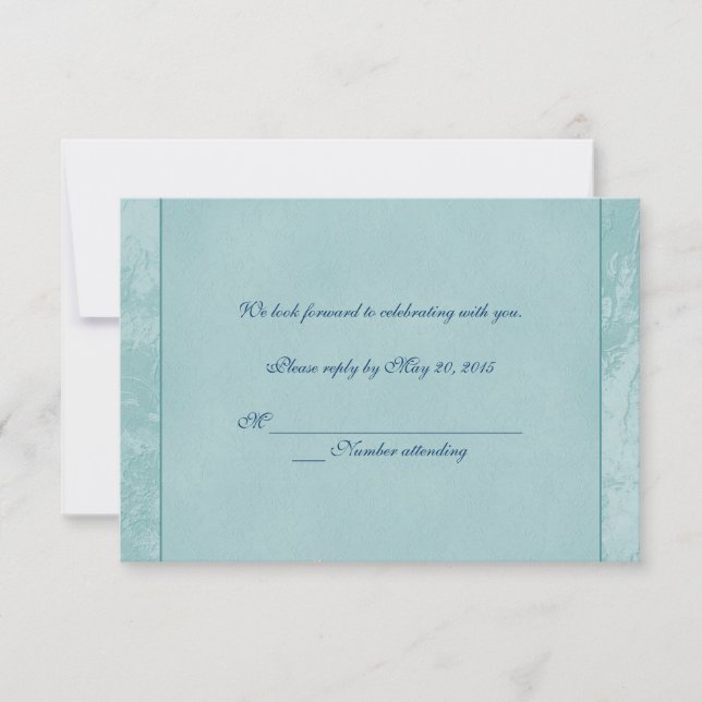 Aqua Floral Embossed RSVP Invitation (Front)
