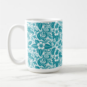 Aqua Floral Mug
