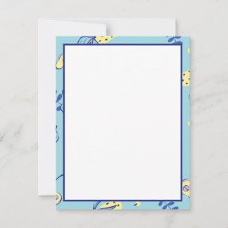 Aqua Floral Patterned Everyday Note Cards