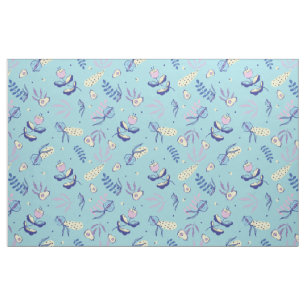 Aqua Floral Patterned Fabric & Crafting Patterns