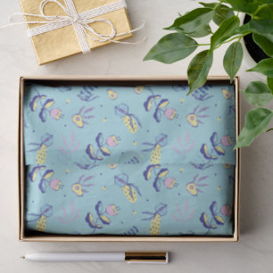 Aqua Floral Patterned Tissue Paper