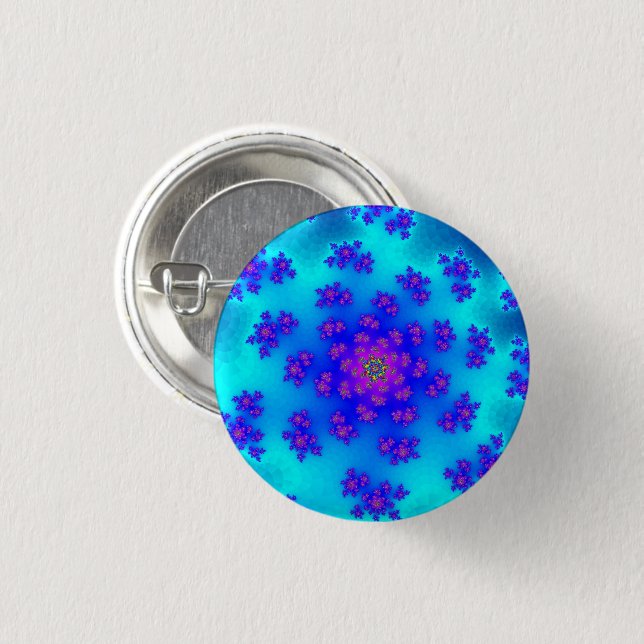 Aqua Floral Sprinkles 3 Cm Round Badge (Front & Back)
