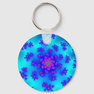Aqua Floral Sprinkles Key Ring