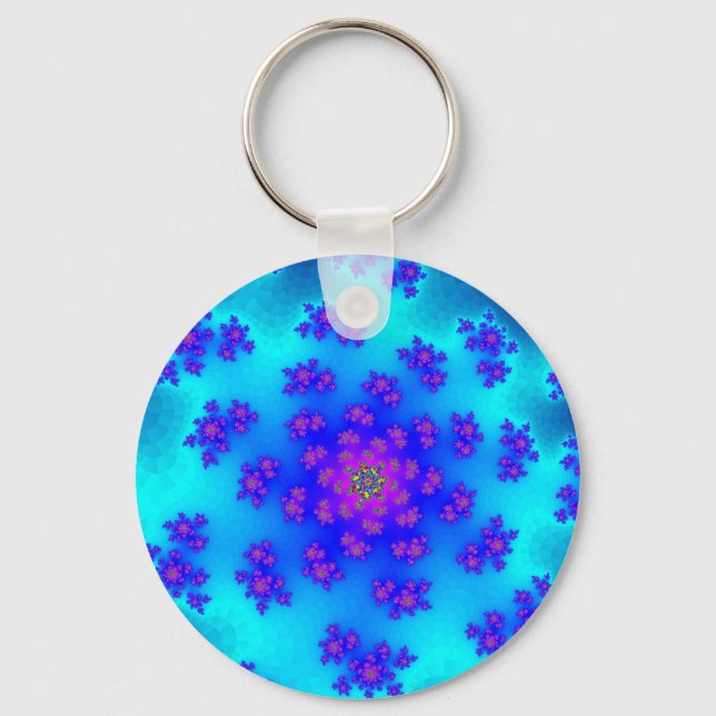 Aqua Floral Sprinkles Key Ring (Front)
