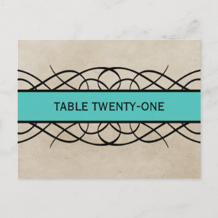 Aqua Flourish Border Table Number Postcard