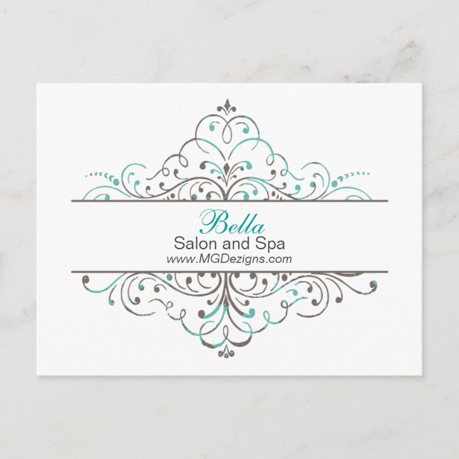 Aqua Flourish Personalised Business Stationery Postcard (Front)