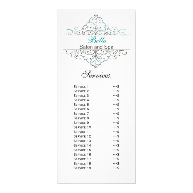 Aqua Flourish Personalised Business Stationery Rack Card (Front)