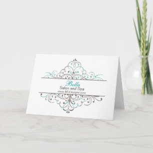 Aqua Flourish Personalised Business Stationery Thank You Card