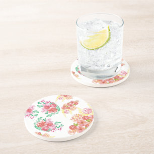 Aqua flowers coaster