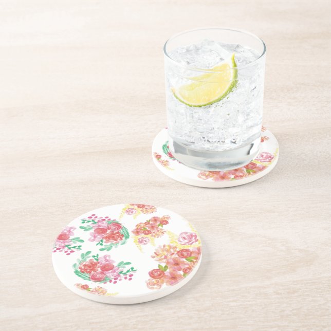 Aqua flowers coaster (Side)