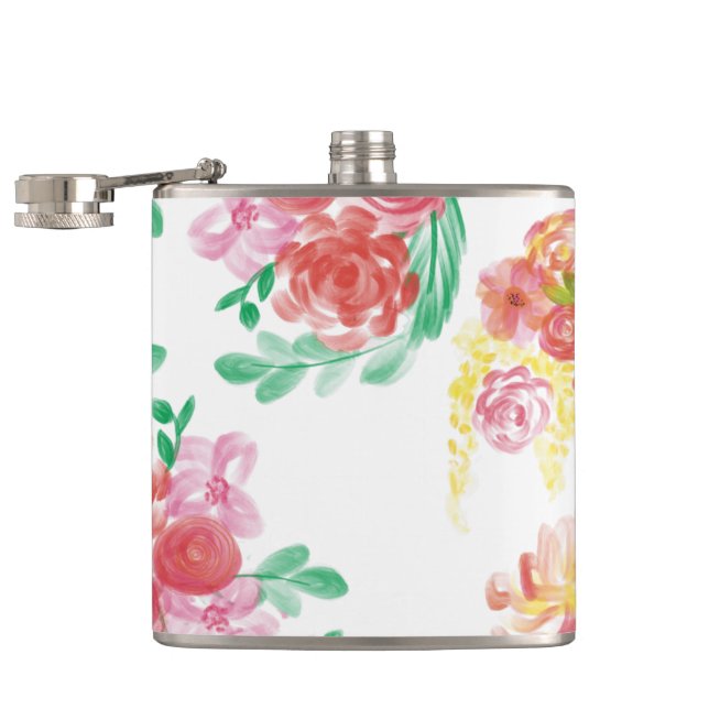 Aqua flowers hip flask (Opened)