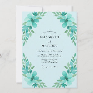 Aqua Foliage Eucalyptus Wedding Invitation