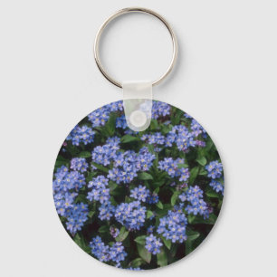 Aqua Forget-Me-Not, (Myosotis Alpestris) flowers Key Ring